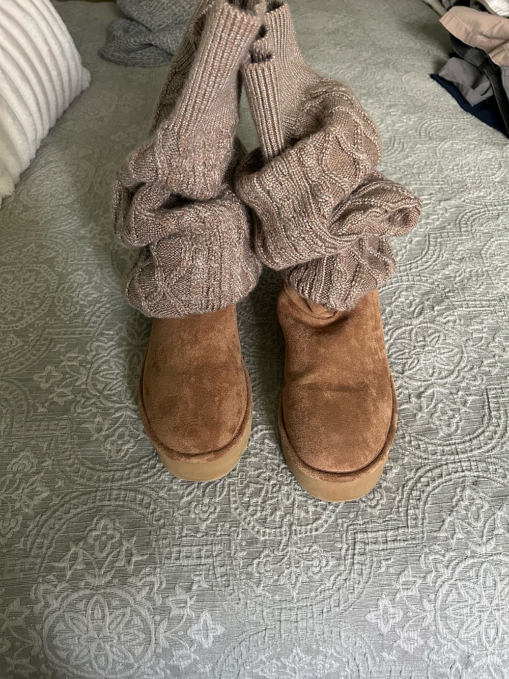 Cozy Suede Slouchy Booties in Brown